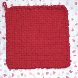 Red Roses Valentine Handmade Extra Large Woven Pot Holder, Trivet, Mug Rug